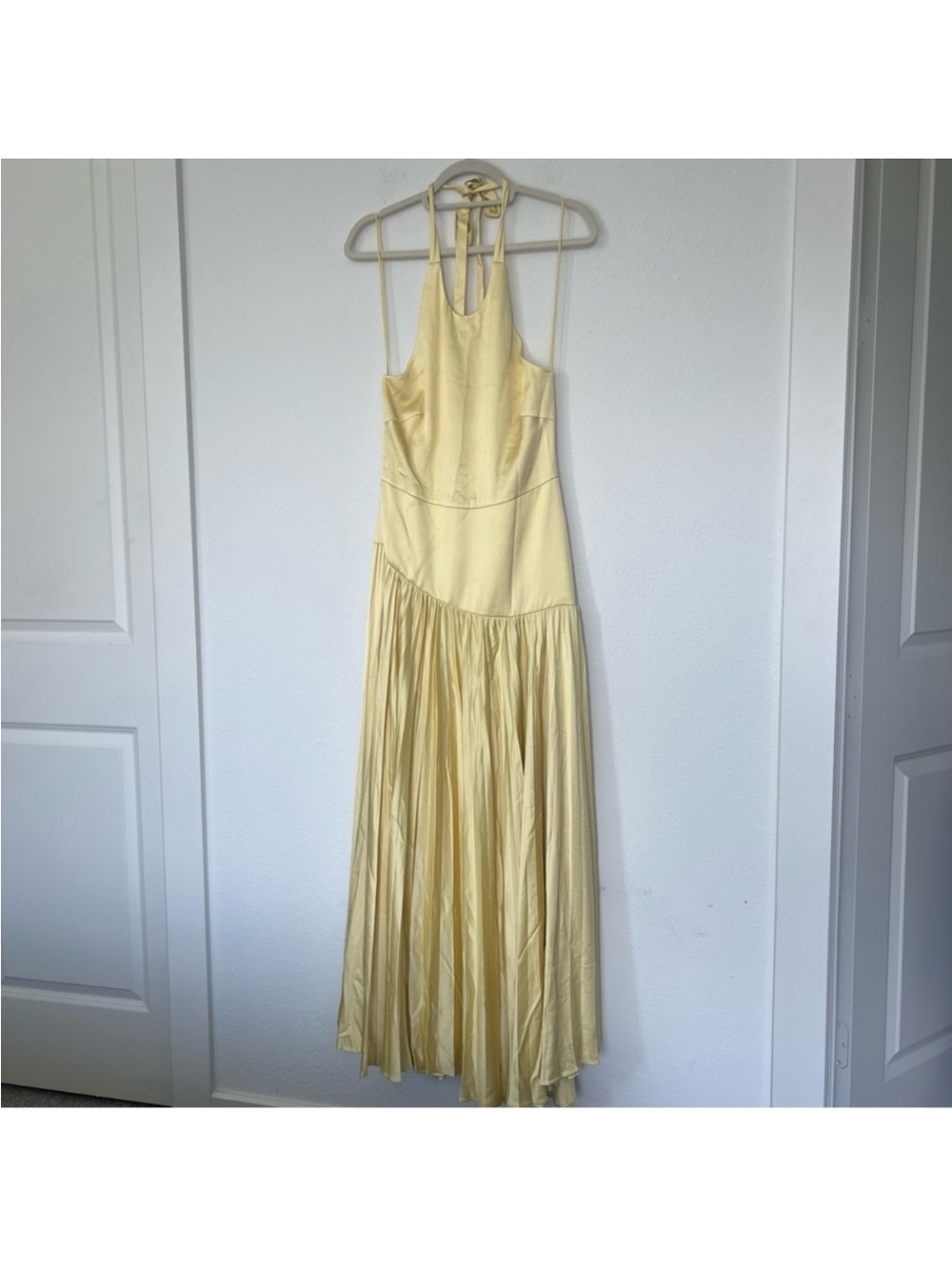 Alexis Saab Pleated Drop Waist Maxi Dress in Yellow - Picture 3 of 9